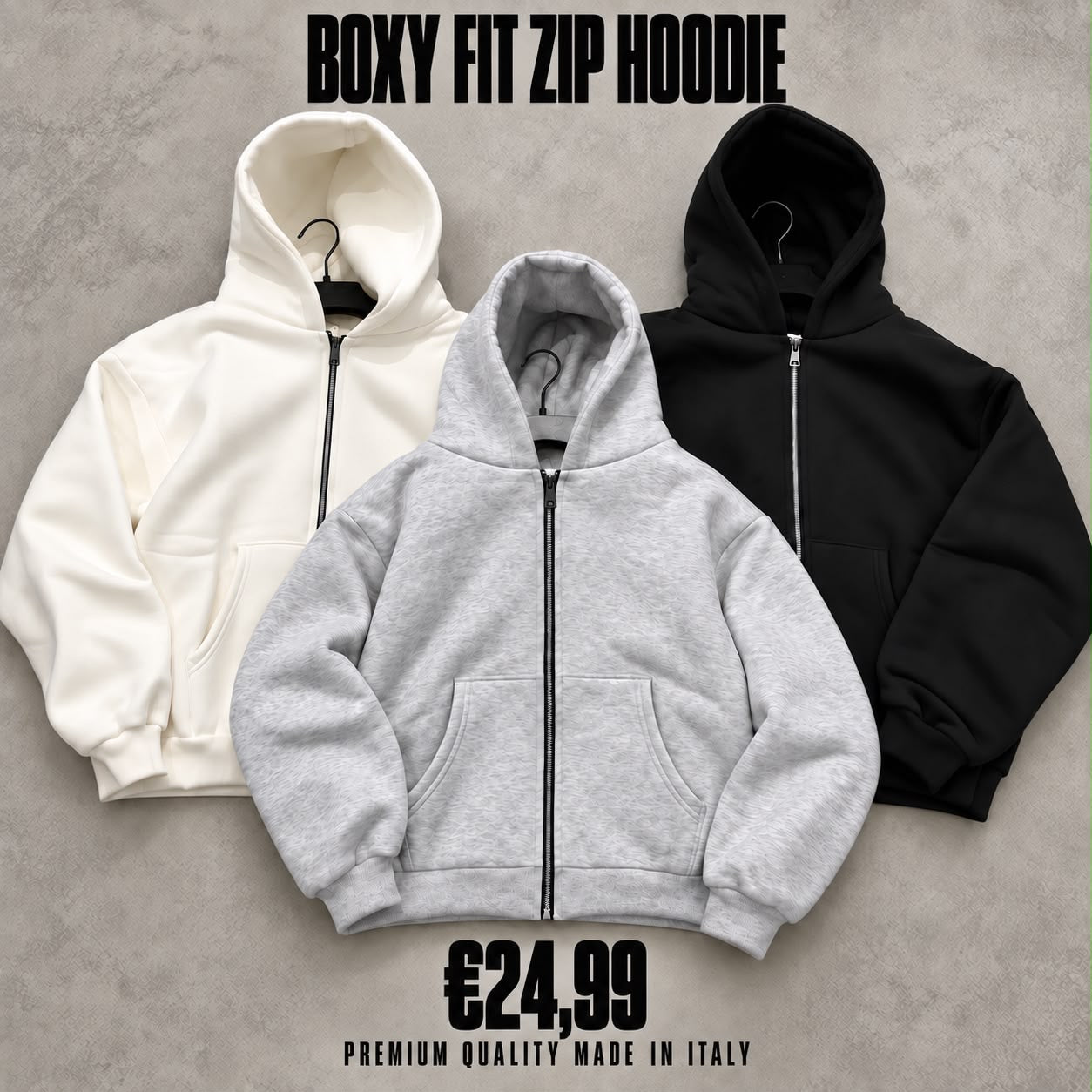 Felpa Boxy Hoodie Con Zip