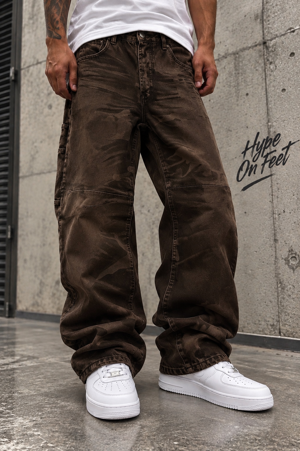 Jeans Baggy Camo Marrone