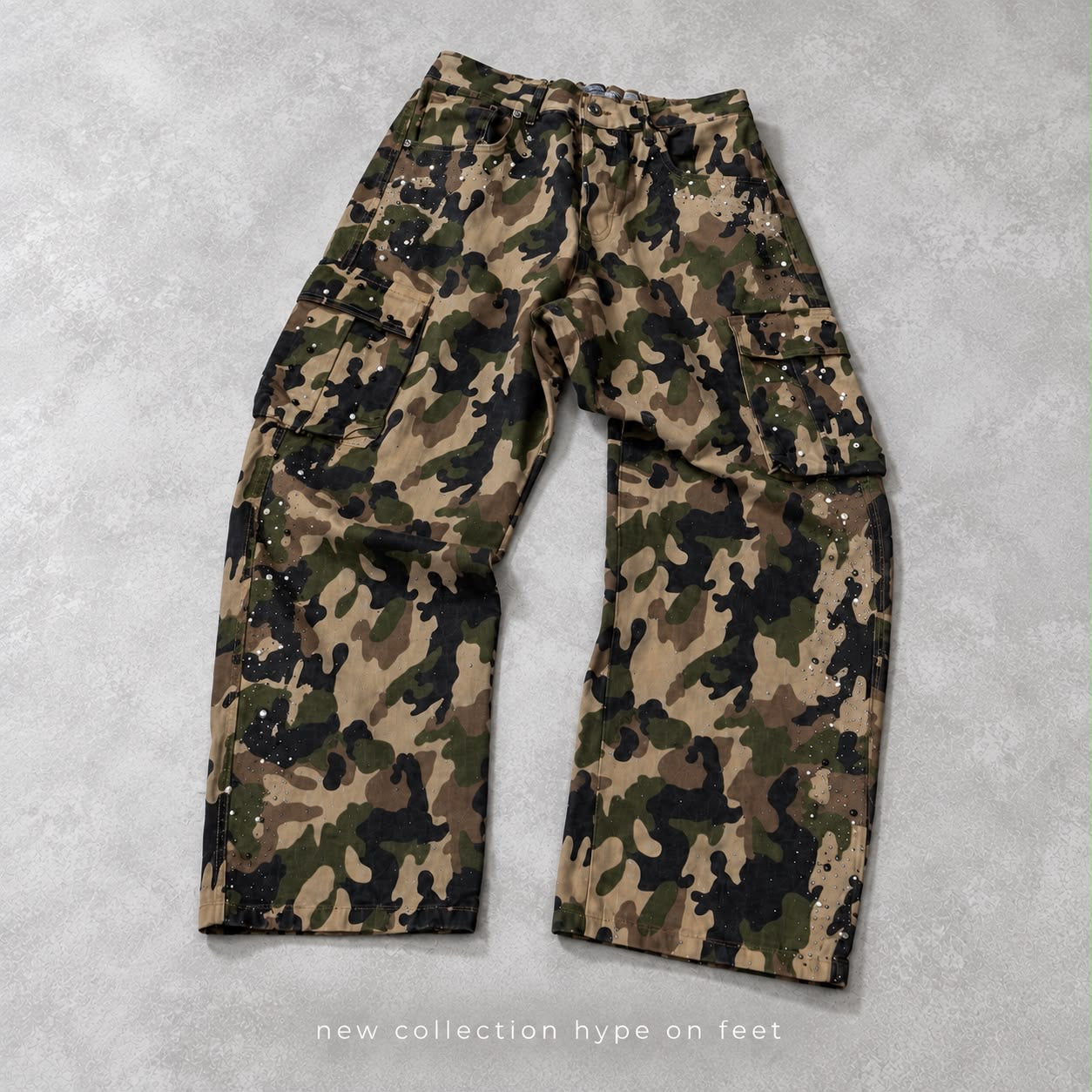 Jeans Cargo Camo Strass