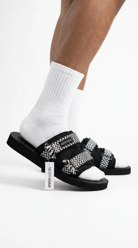 Slides Bandana Never Again Black/White